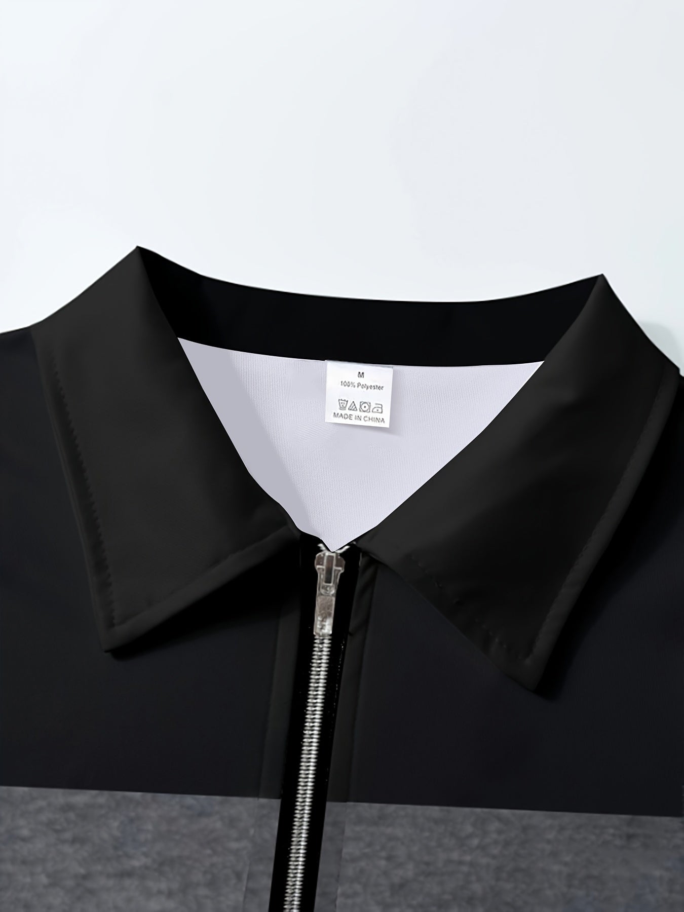 Stylish Men's Colorblock Polo Shirt - Long Sleeve Half Zipper Golf Shirt for Outdoor Casual Wear with Breathable Fabric and Classic Fit