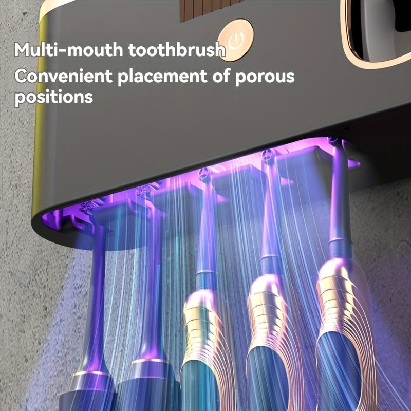 Compact Toothbrush Sanitizer Station - Personal Care Oral Care - Automatic Toothpaste Dispenser, Odorless, Easy Installation, Wall-Mounted Design for a Hygienic Brushing Experience