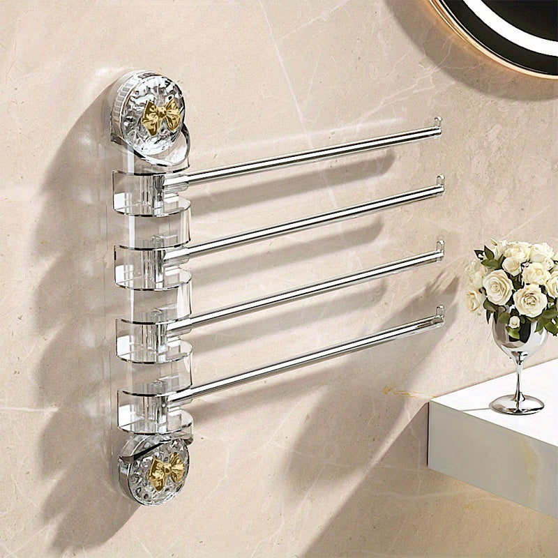 Multi-Bar Easy-Install Suction Cup Towel Rack - No Drill, Rotating Design for Bathroom & Toilet Storage