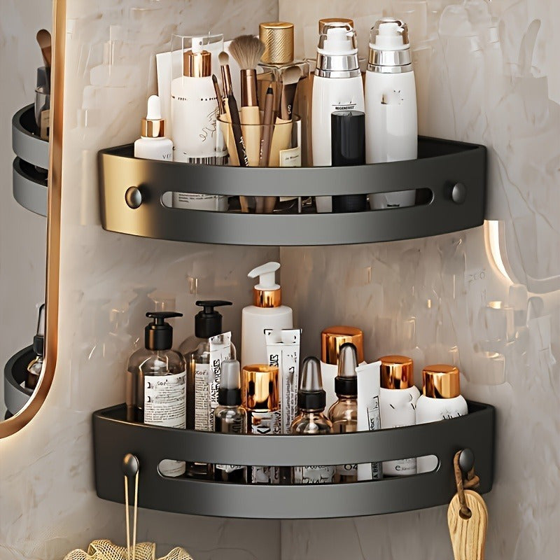 2 Pieces Corner Shower Shelves - Space-Saving Bathroom Storage Rack with Shampoo Holder, Shower Caddy Basket, and Bathroom Caddy Organizer - No Battery, No Fragrance, Easy Installation, Rust-Resistant, and Adjustable Design