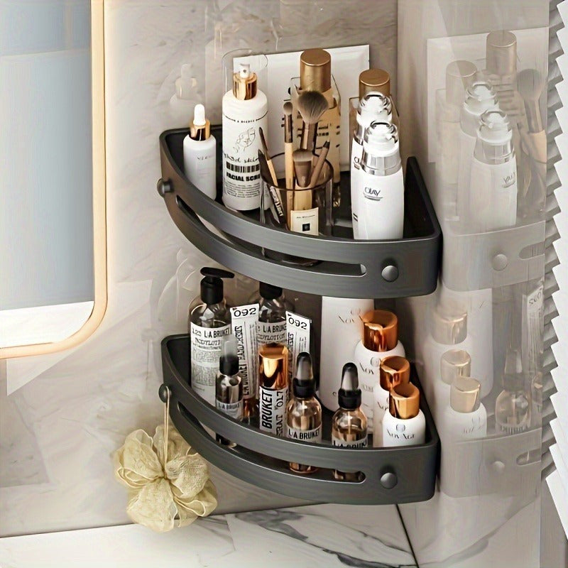 2 Pieces Corner Shower Shelves - Space-Saving Bathroom Storage Rack with Shampoo Holder, Shower Caddy Basket, and Bathroom Caddy Organizer - No Battery, No Fragrance, Easy Installation, Rust-Resistant, and Adjustable Design