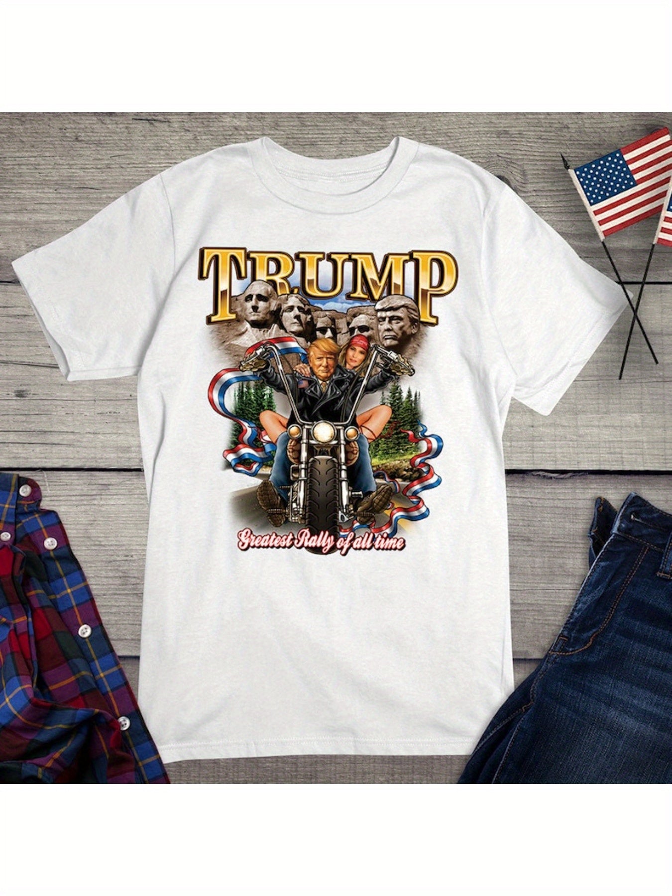 Donald Trump t-shirt, Greatest Rally T-shirt ever, Donald Trump t-shirt, Biker, Motorcycle, Mount Rushmore, American pride, Maga, president