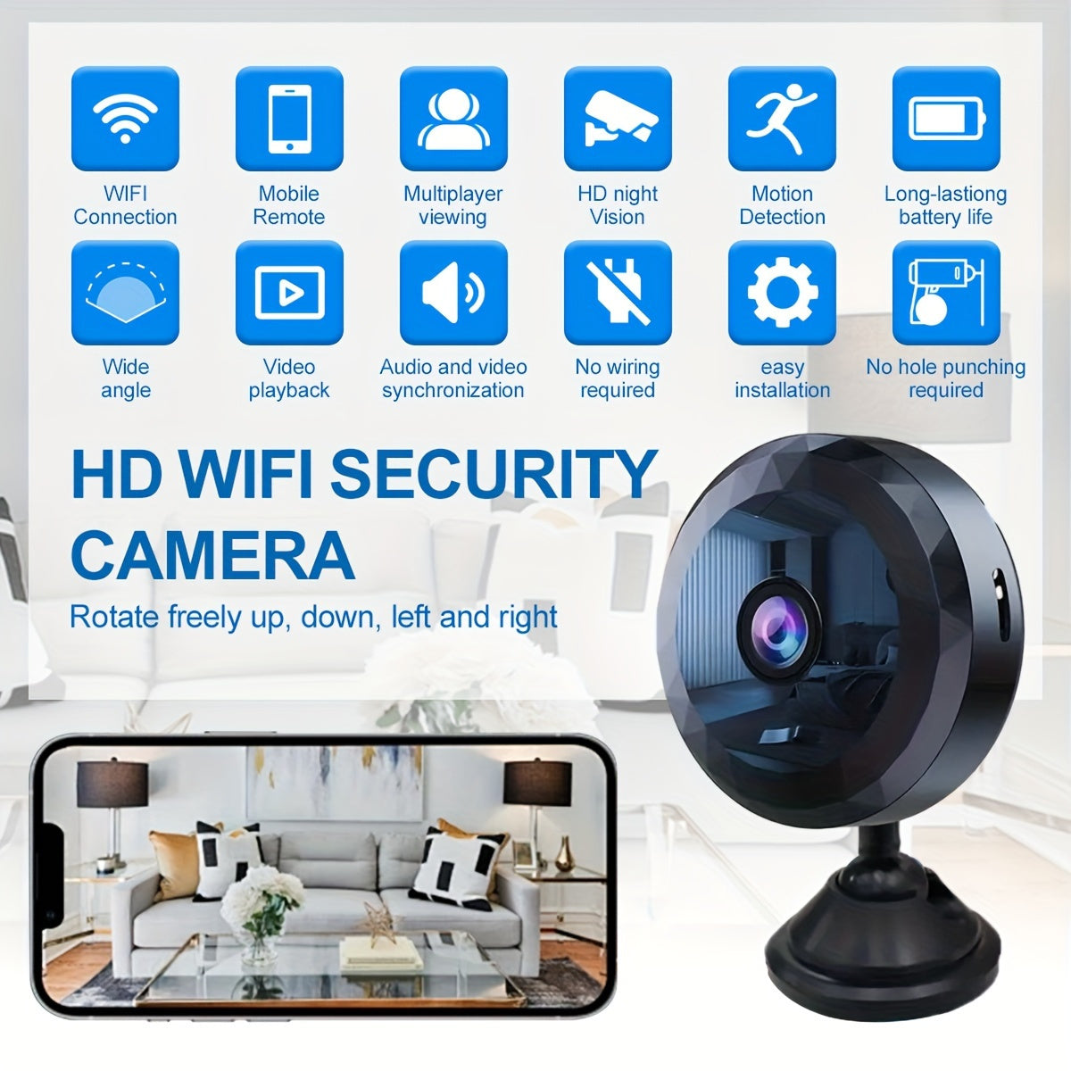 A11 Mini HD Camera - Night Vision, Motion Detection, Rechargeable Battery, Easy Installation, App Control, and Remote Monitoring