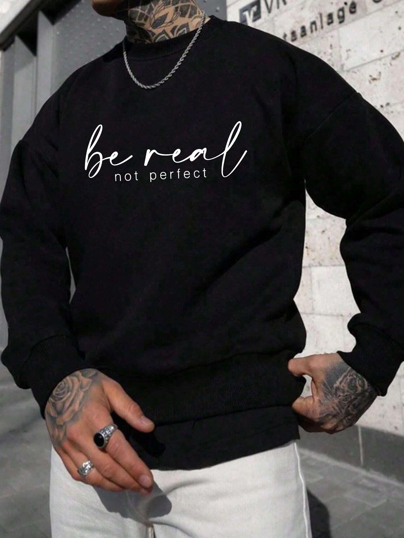Print Long Sleeve Sweatshirt - Men's Versatile Comfy Casual Top for Spring Autumn Outdoor Wear - Imperfect Print, Soft Fleece Lining, Relaxed Fit, Breathable Fabric, and Easy Care