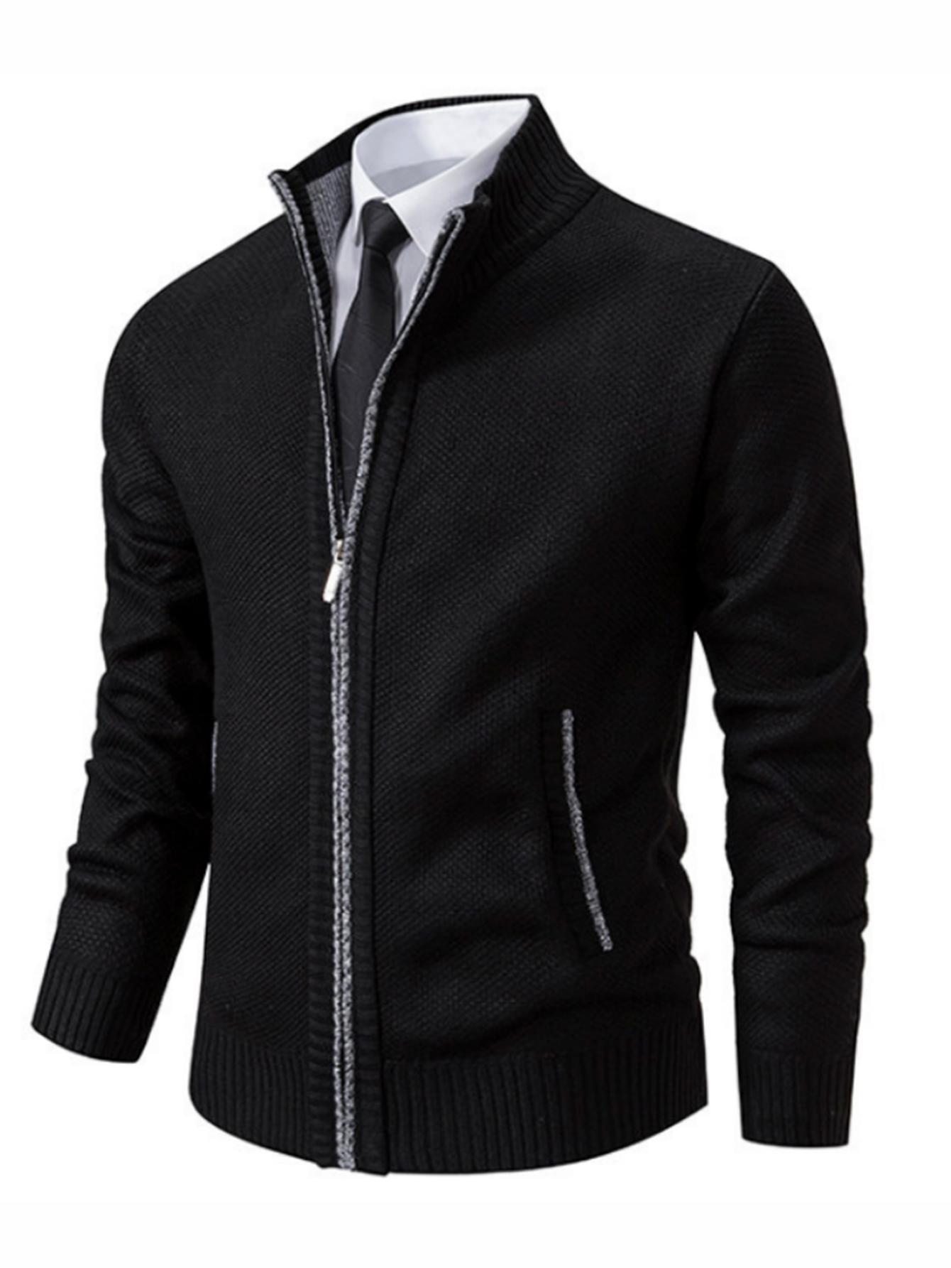 Men's Loose Fit Knitted Cardigan Jacket, Casual Youth Sweater with Relaxed Style