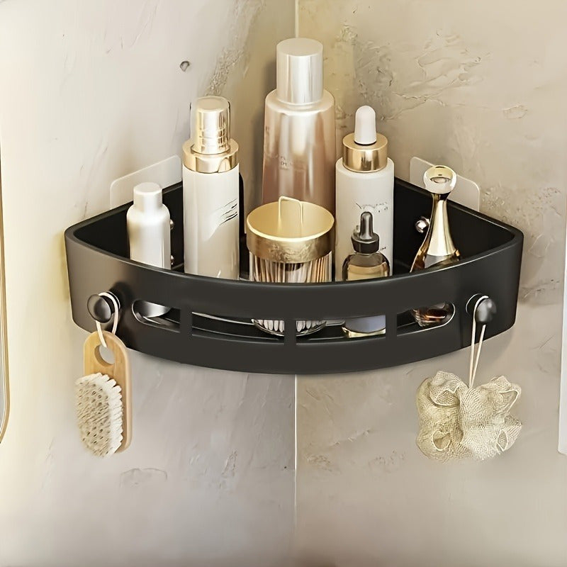 Easy-Install Triangle Corner Shelf - Wall-Mounted, No-Drill Plastic Storage Rack for Bathroom & Toilet Organization