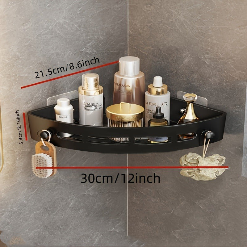 Easy-Install Triangle Corner Shelf - Wall-Mounted, No-Drill Plastic Storage Rack for Bathroom & Toilet Organization