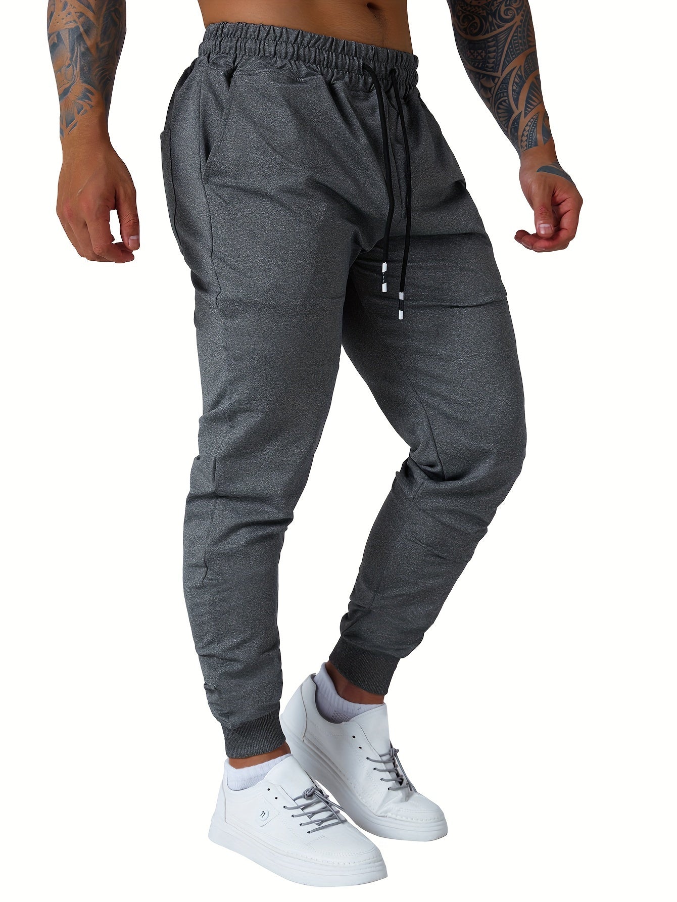 Men's Slim Joggers Workout Pants for Gym Running and Bodybuilding Athletic Bottom Sweatpants with Deep Pockets