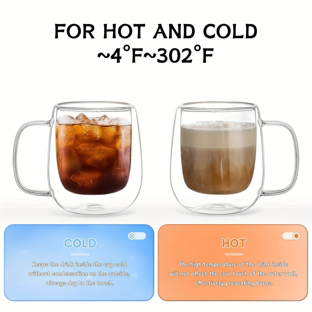 Premium Insulated Coffee Cup - Double-Walled Thermal Insulation, Durable Borosilicate Glass, Leak-Proof Lid and Spoon - Perfect Coffee Machine Accessory and Afternoon Tea Mug for Hot and Cold Beverages