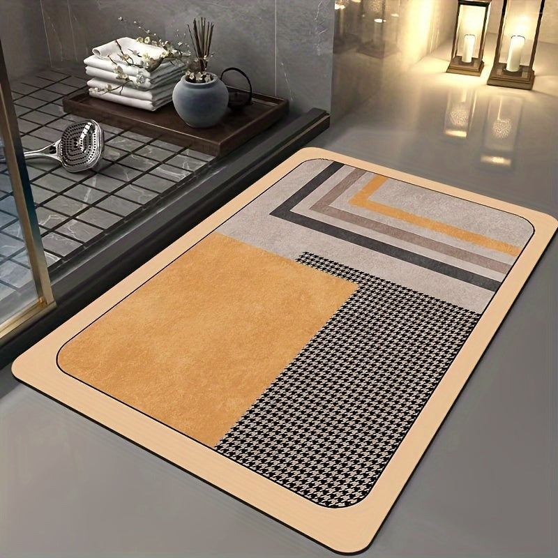 Luxury Quick-Dry Bath Mat - Thick, Absorbent Diatomaceous Earth with Non-Slip Rubber Base for Bathroom Entrance