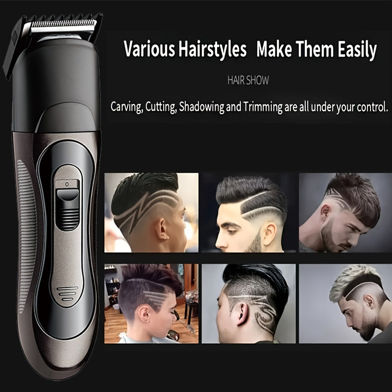 600mAh Rechargeable Multi-Functional Men's Electric Shaver and Hair Clipper Set with Interchangeable Heads for Haircut, Beard, Nose Trimming, High-Power Motor, ABS Material - Perfect Grooming Gift for Men