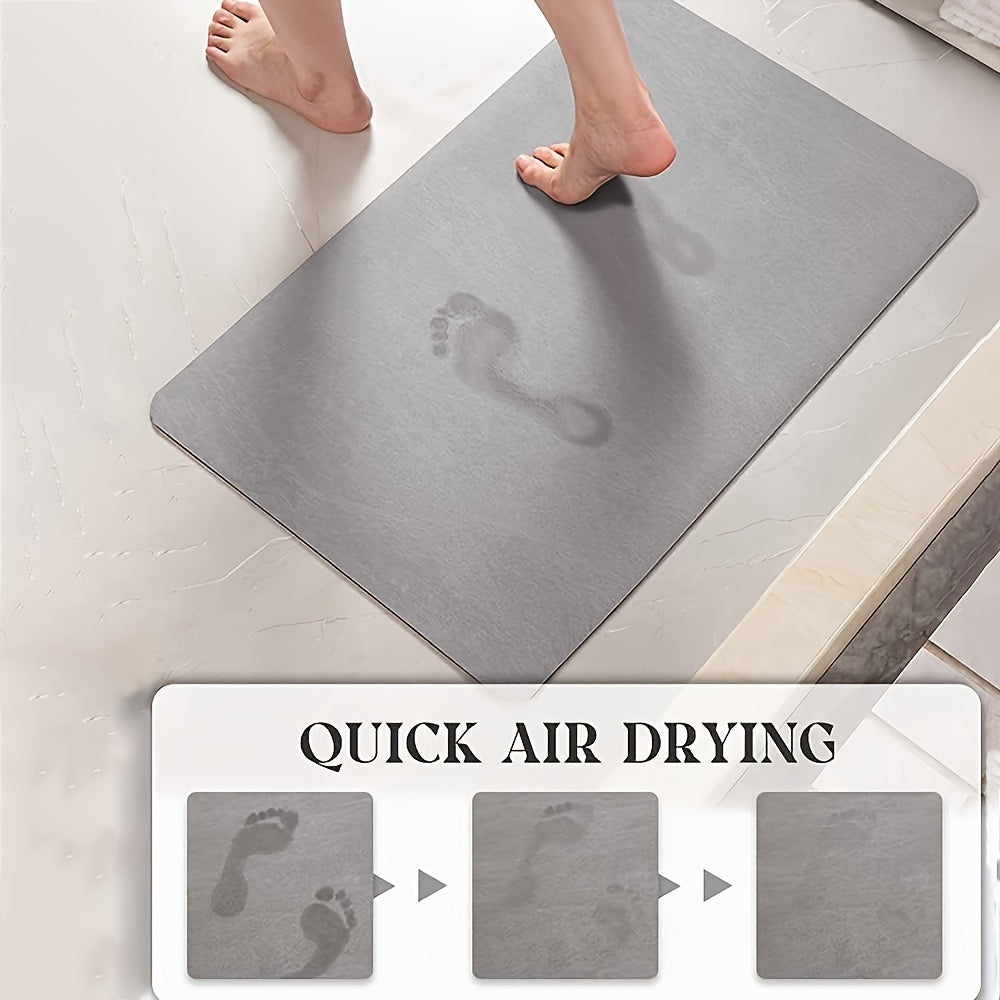 Luxurious Soft Non-Slip Diatomaceous Earth Bath Mat - Ultra-Absorbent, Quick-Dry, Machine-Wash Safe, and Gentle on Feet - Perfect for Toilet, Bedroom, Home Bathroom, Kitchen, and Laundry Room, Unscented, No-Power Use, and Battery-Free Shower Accessories