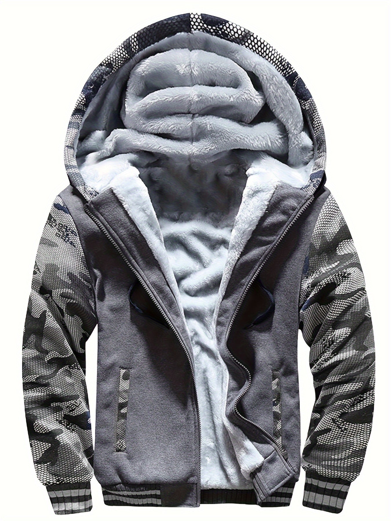 WarmthMax Fleece Hooded Jacket - Soft, Breathable, Water-Resistant, and Insulating - Perfect for Casual Fall and Winter Outdoor Activities, Color Block Design, Coat Style