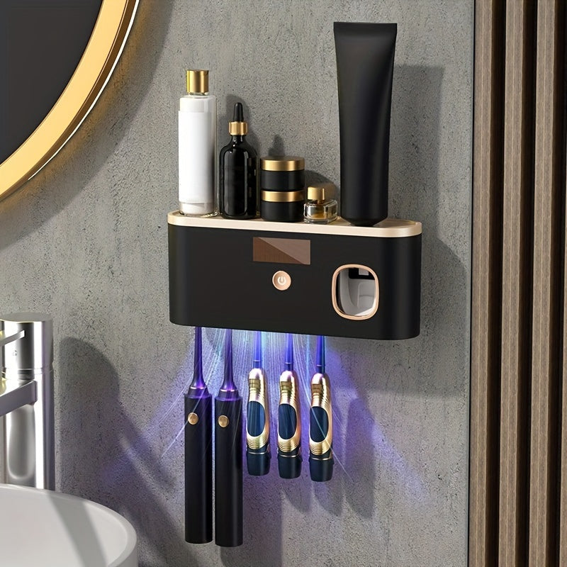 Compact Toothbrush Sanitizer Station - Personal Care Oral Care - Automatic Toothpaste Dispenser, Odorless, Easy Installation, Wall-Mounted Design for a Hygienic Brushing Experience
