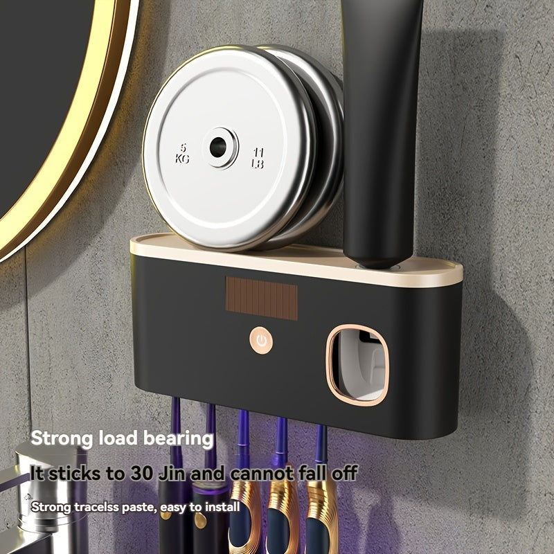 Compact Toothbrush Sanitizer Station - Personal Care Oral Care - Automatic Toothpaste Dispenser, Odorless, Easy Installation, Wall-Mounted Design for a Hygienic Brushing Experience