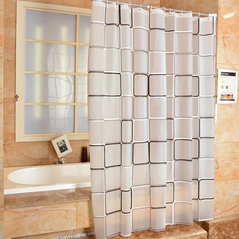Stylish Geometric Pattern Shower Curtain - Waterproof, Thickened, and Light-Blocking for Ultimate Privacy, Unscented, No Power or Battery Needed, Easy to Install and Clean, Contemporary Design for Bathroom Decor