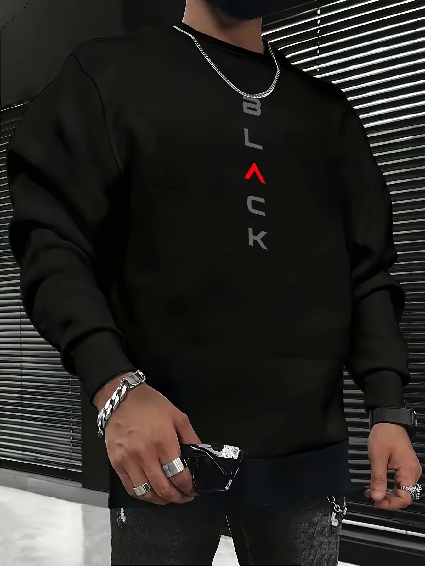Autumn Winter Letter Print Crew Neck Sweatshirt - Fashion Sweatshirts for Men - Long Sleeve Pullover Casual Tops with Comfortable Fit for Daily Wear