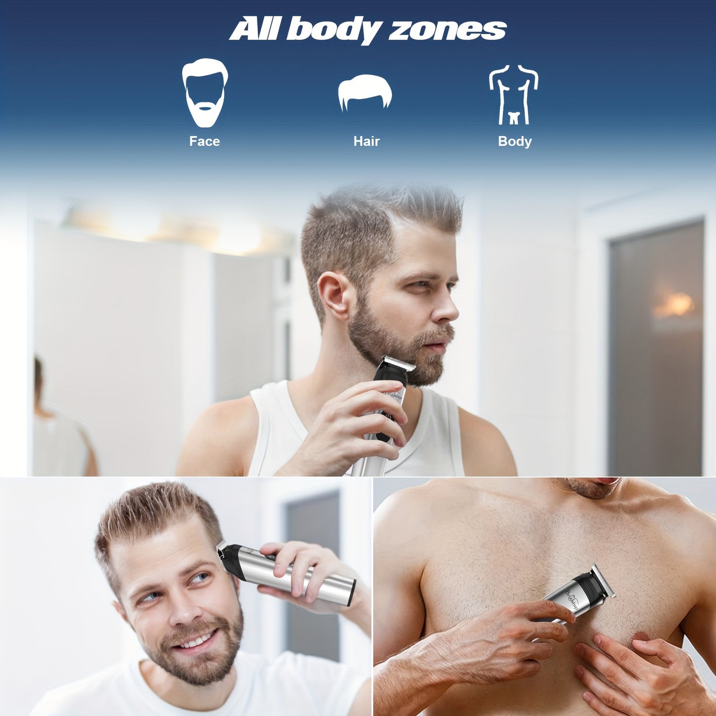Precision 10-in-1 Grooming Kit - Cordless Electric Hair Clipper Set With Self-Sharpening Blades And Multifunctional Attachments