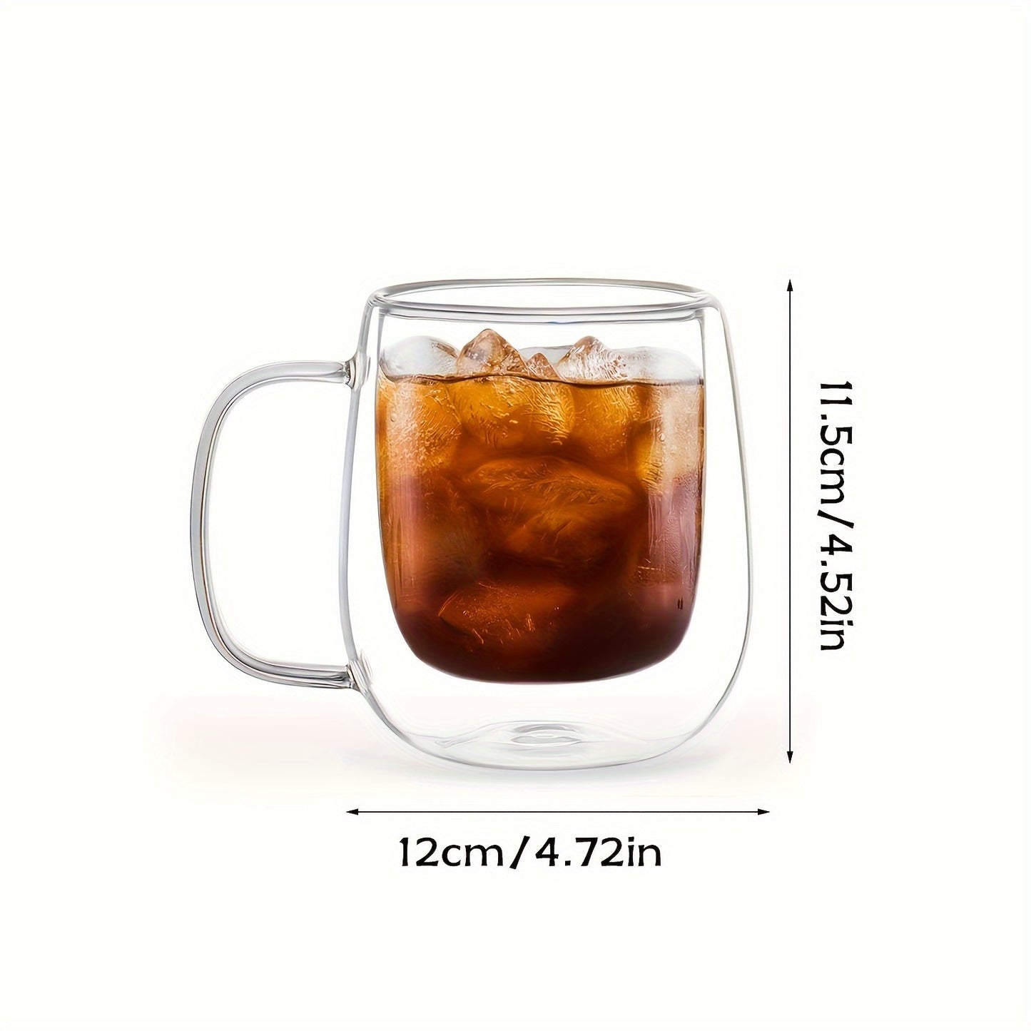 Premium Insulated Coffee Cup - Double-Walled Thermal Insulation, Durable Borosilicate Glass, Leak-Proof Lid and Spoon - Perfect Coffee Machine Accessory and Afternoon Tea Mug for Hot and Cold Beverages