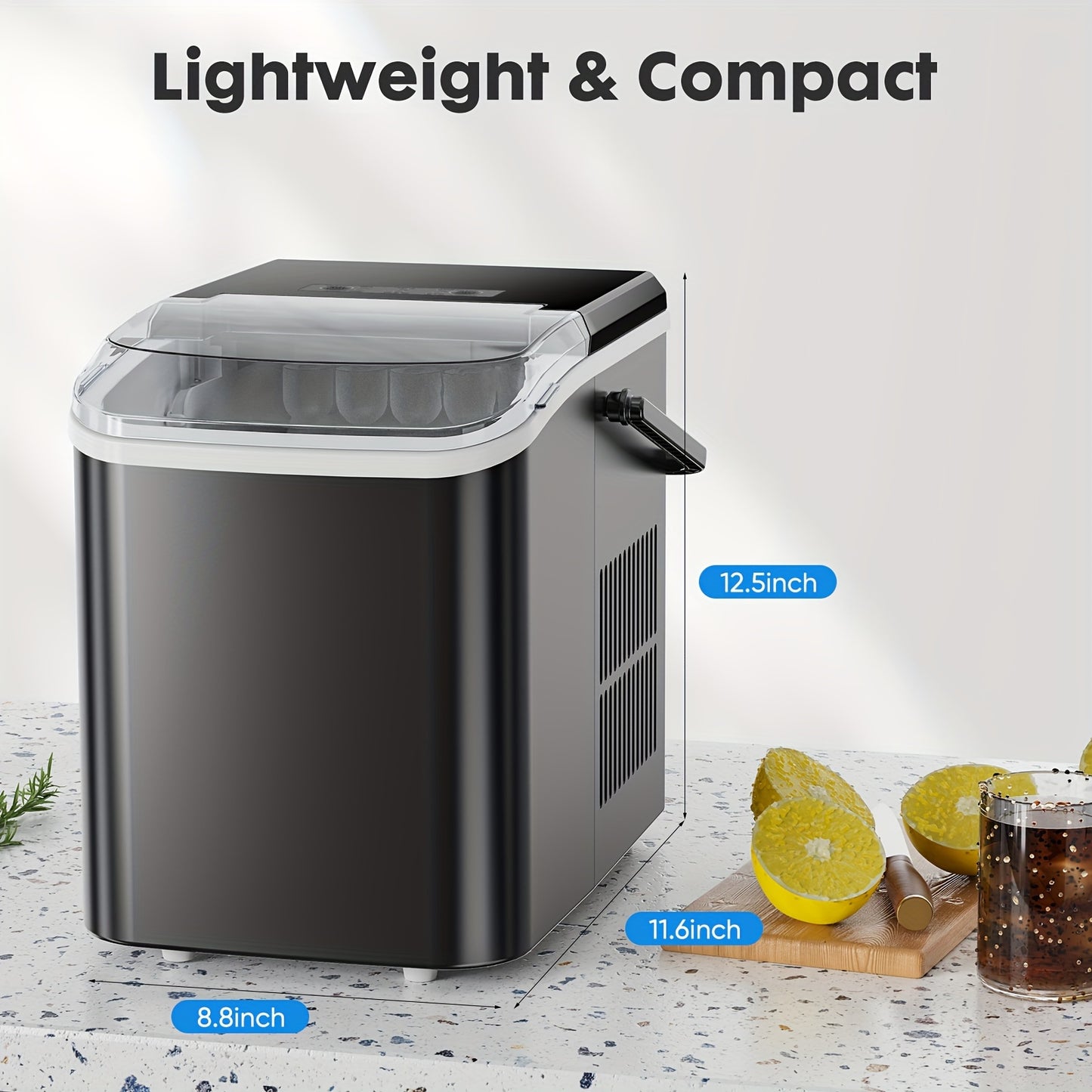 26lbs Portable Countertop Ice Maker Machine - 9 Ice Cubes Ready in 6 Mins, 24Hr Ice Production, Auto-Cleaning, Compact 11.57*11.42*8.74'' Design for Home, Kitchen, and Camping
