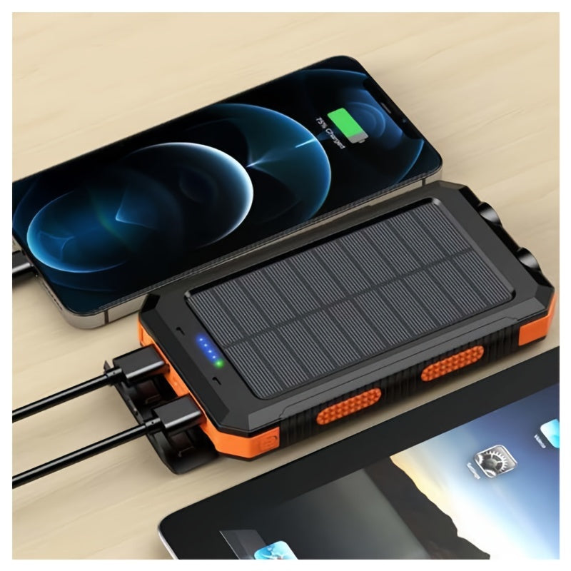 Portable Solar Power Bank, 1 Piece Dual USB Output Port Power Bank With LED Light