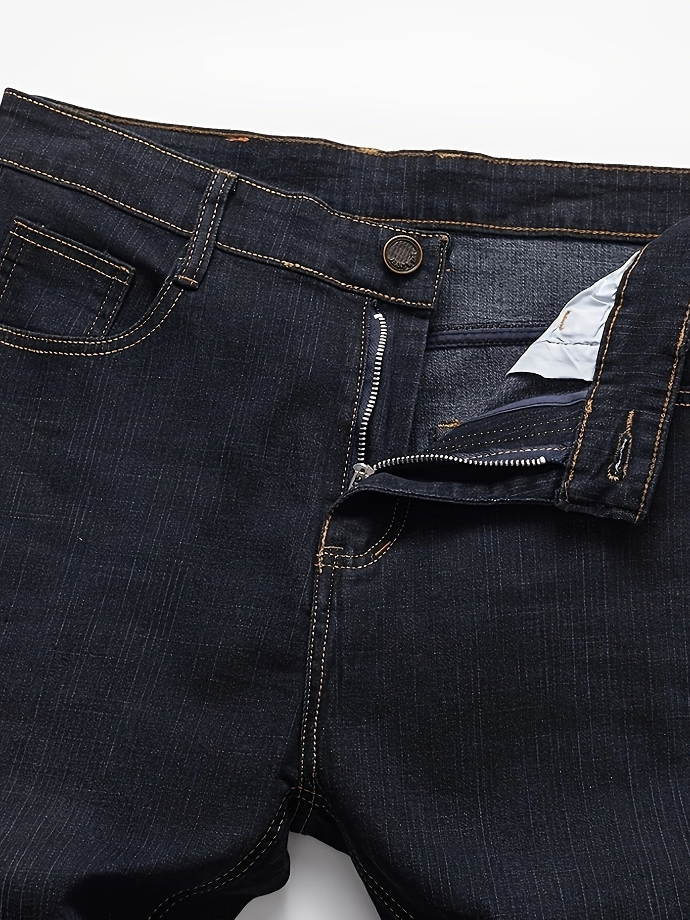 Stretchy Comfort Fit Classic Jeans - Men's Casual Business Denim Pants with Elastic Waistband, Five-Pocket Design, and Versatile Style for Formal and Informal Occasions