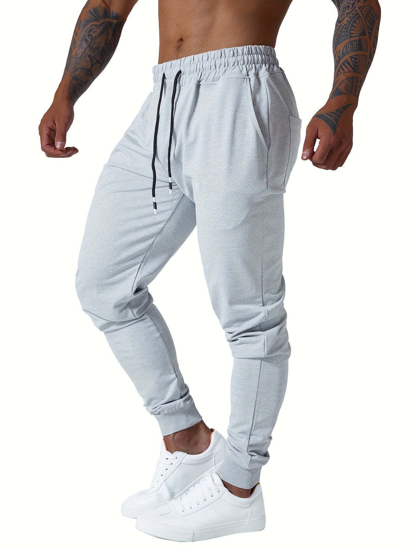Men's Slim Joggers Workout Pants for Gym Running and Bodybuilding Athletic Bottom Sweatpants with Deep Pockets