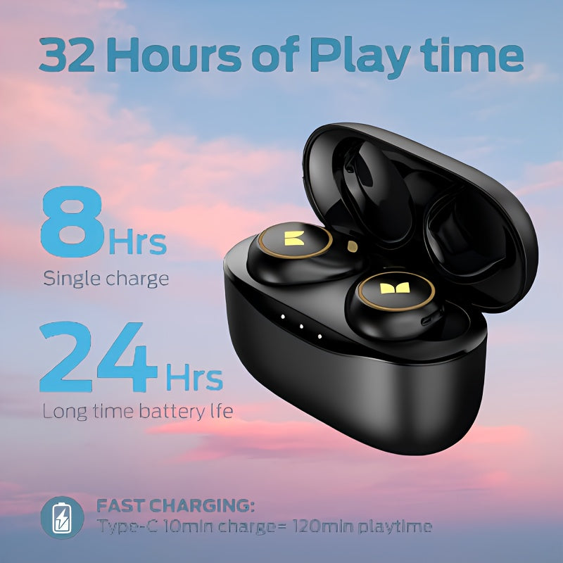 Wireless Monster Earbuds, AirLinks Touch Control Headphones with Charging Case
