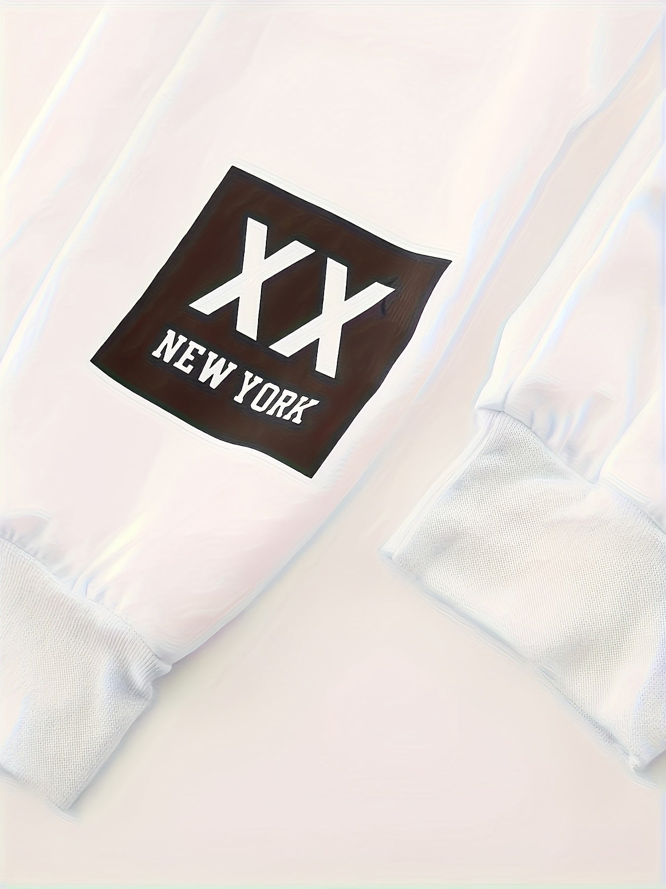 Men's Regular Edition Solid Color Sweatpants With Double Pockets And Drawstring, Letter "NEW YORK" Print Chic Casual Pants, Suitable For Outdoor Activities