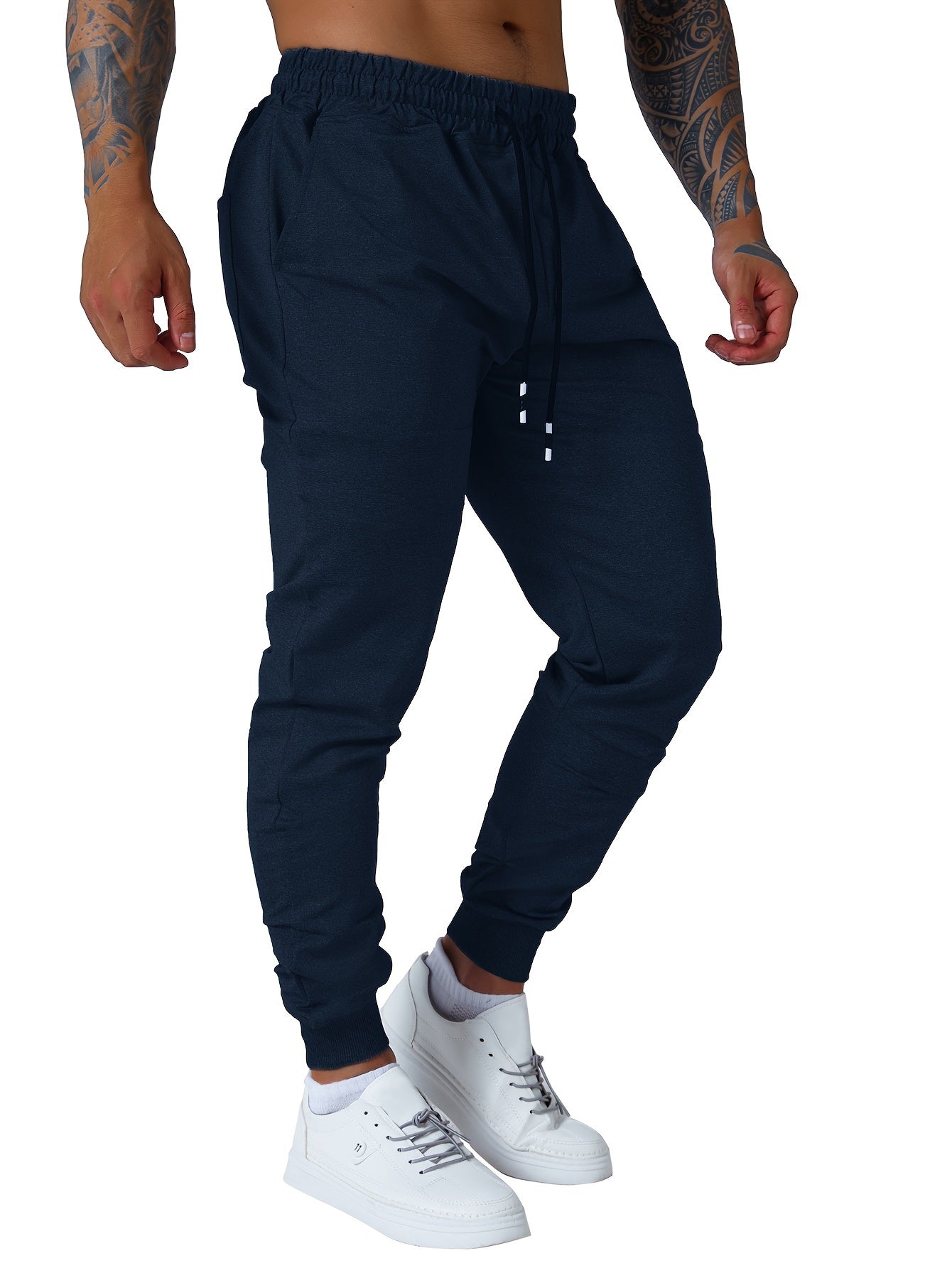 Men's Slim Joggers Workout Pants for Gym Running and Bodybuilding Athletic Bottom Sweatpants with Deep Pockets
