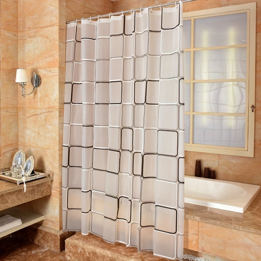 Stylish Geometric Pattern Shower Curtain - Waterproof, Thickened, and Light-Blocking for Ultimate Privacy, Unscented, No Power or Battery Needed, Easy to Install and Clean, Contemporary Design for Bathroom Decor