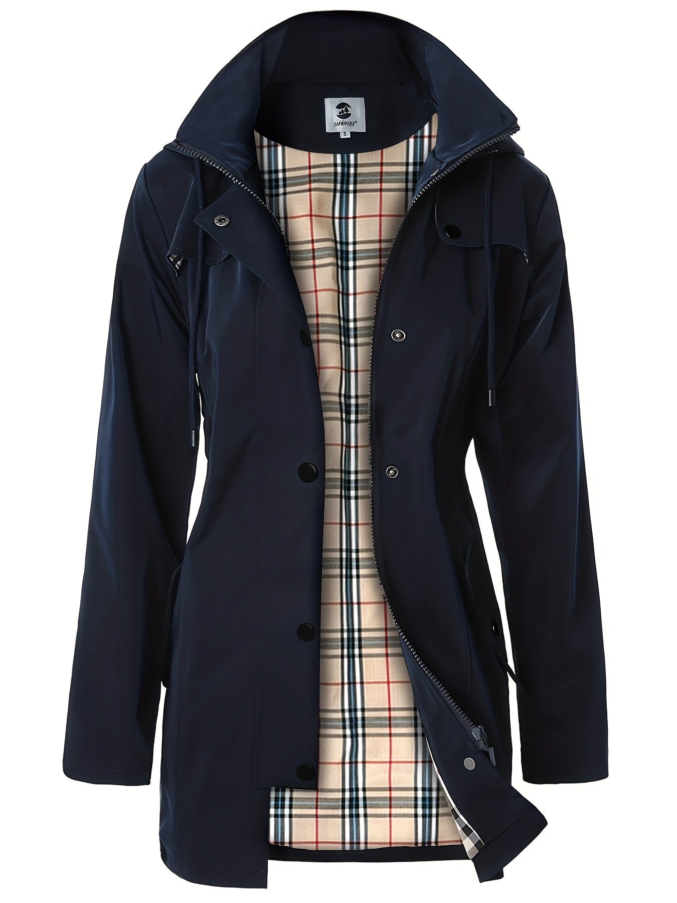 Women's Long Hooded Rain Jacket Outdoor Raincoat Windbreaker