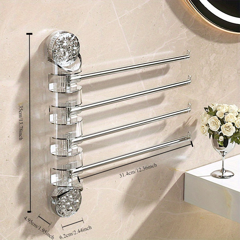 Multi-Bar Easy-Install Suction Cup Towel Rack - No Drill, Rotating Design for Bathroom & Toilet Storage