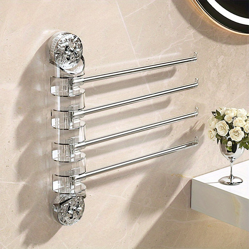 Multi-Bar Easy-Install Suction Cup Towel Rack - No Drill, Rotating Design for Bathroom & Toilet Storage