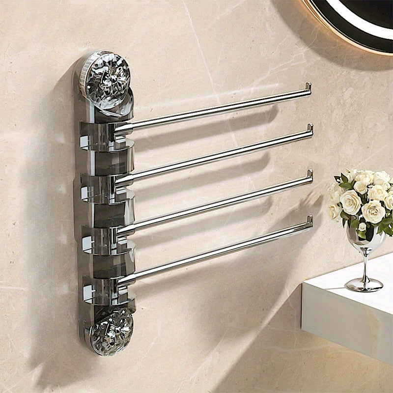 Multi-Bar Easy-Install Suction Cup Towel Rack - No Drill, Rotating Design for Bathroom & Toilet Storage