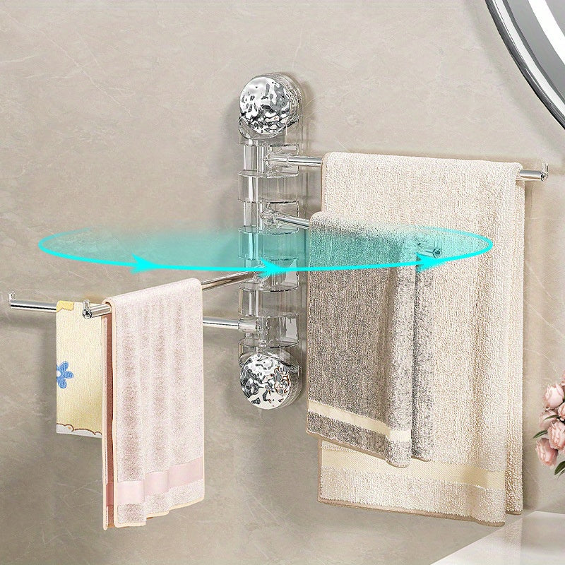 Multi-Bar Easy-Install Suction Cup Towel Rack - No Drill, Rotating Design for Bathroom & Toilet Storage