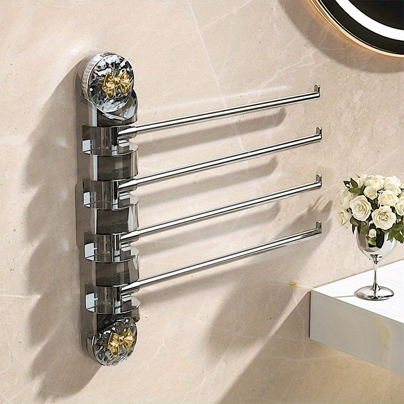 Multi-Bar Easy-Install Suction Cup Towel Rack - No Drill, Rotating Design for Bathroom & Toilet Storage