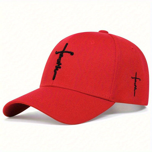 1pc Unisex Retro Baseball Cap With Cross Pattern, Trendy Versatile Adjustable Peaked Hat, Ideal Choice For Leisure Time And Traveling