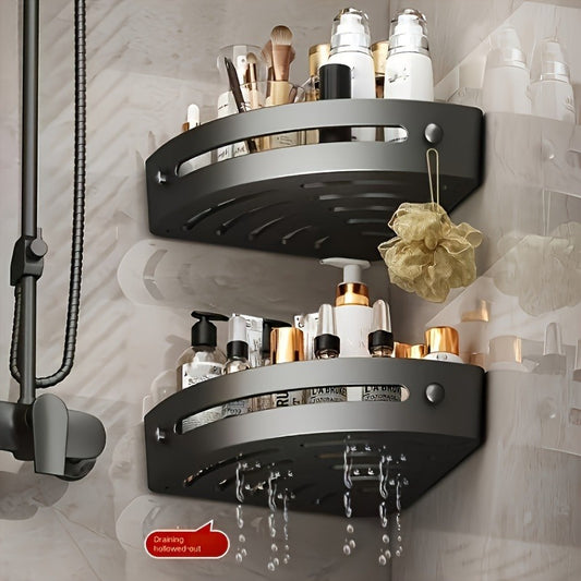 2 Pieces Corner Shower Shelves - Space-Saving Bathroom Storage Rack with Shampoo Holder, Shower Caddy Basket, and Bathroom Caddy Organizer - No Battery, No Fragrance, Easy Installation, Rust-Resistant, and Adjustable Design