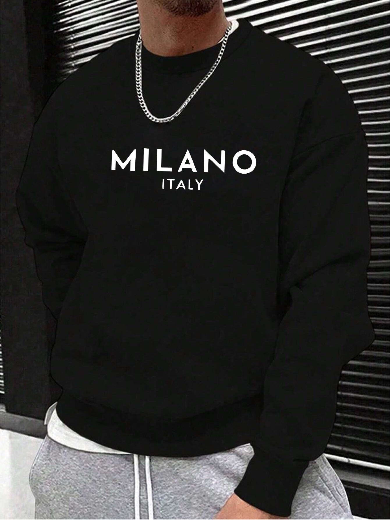 Milan, Italy Print, Men's versatile Long Sleeve Comfy Sweatshirt, Casual Top For Spring Autumn, Men's Clothing Outdoor