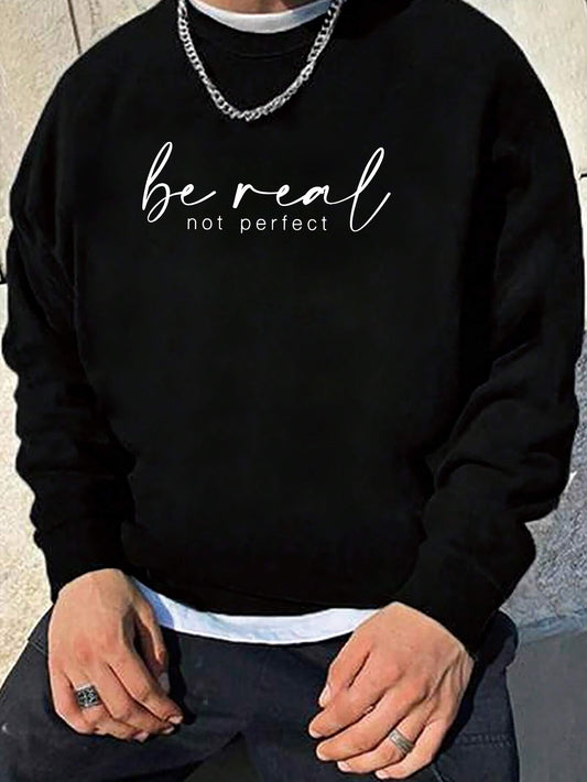 Print Long Sleeve Sweatshirt - Men's Versatile Comfy Casual Top for Spring Autumn Outdoor Wear - Imperfect Print, Soft Fleece Lining, Relaxed Fit, Breathable Fabric, and Easy Care