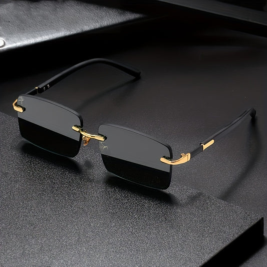 Fashion Square Rimless Glasses - Retro Golden Frame & Hip Hop Glasses