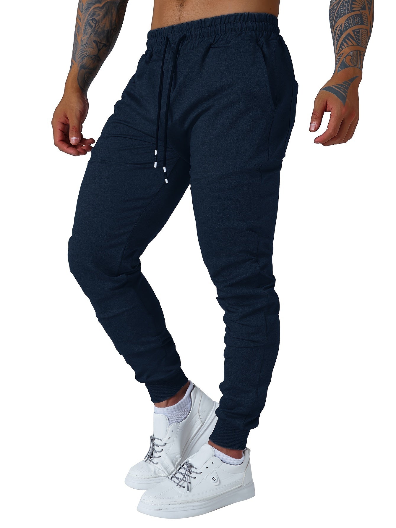 Men's Slim Joggers Workout Pants for Gym Running and Bodybuilding Athletic Bottom Sweatpants with Deep Pockets