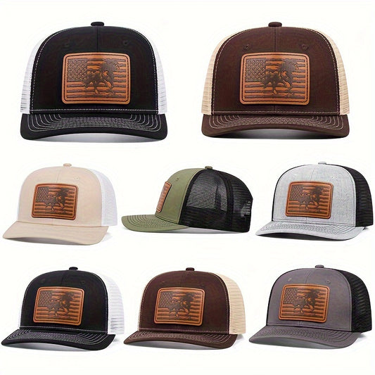 Fashion Men Baseball Cap American Flag Trucker Cap For Women, Curved Hip Hop Visor Cap Breathable Mesh Snapback Cap