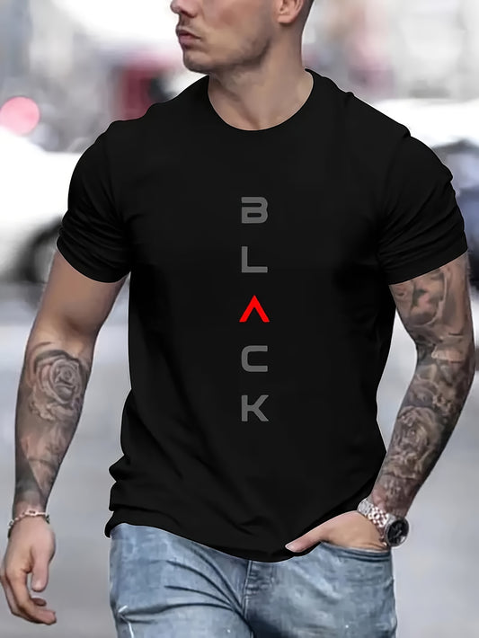Classic Cotton Short Sleeve Crew Neck Tee Shirt for Men - Breathable Knit Fabric, Regular Fit, Perfect for Outdoor Summer Activities - Machine Washable, Casual Drawing Print Design
