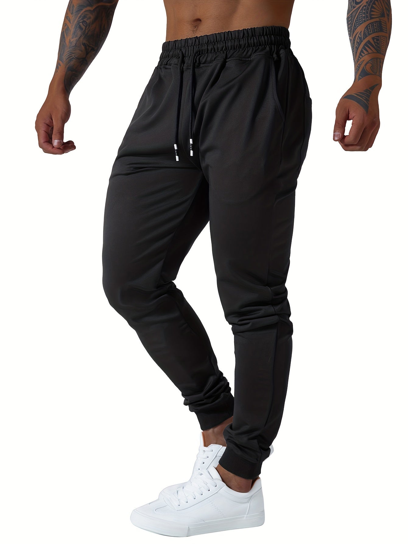 Men's Slim Joggers Workout Pants for Gym Running and Bodybuilding Athletic Bottom Sweatpants with Deep Pockets