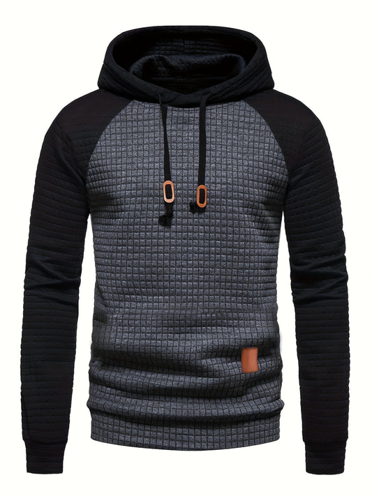 Stylish Color Block Waffle Hoodie - Fashion Hoodies for Men - Soft, Casual, Pullover Sweatshirt for Winter and Fall, Great Gift Idea