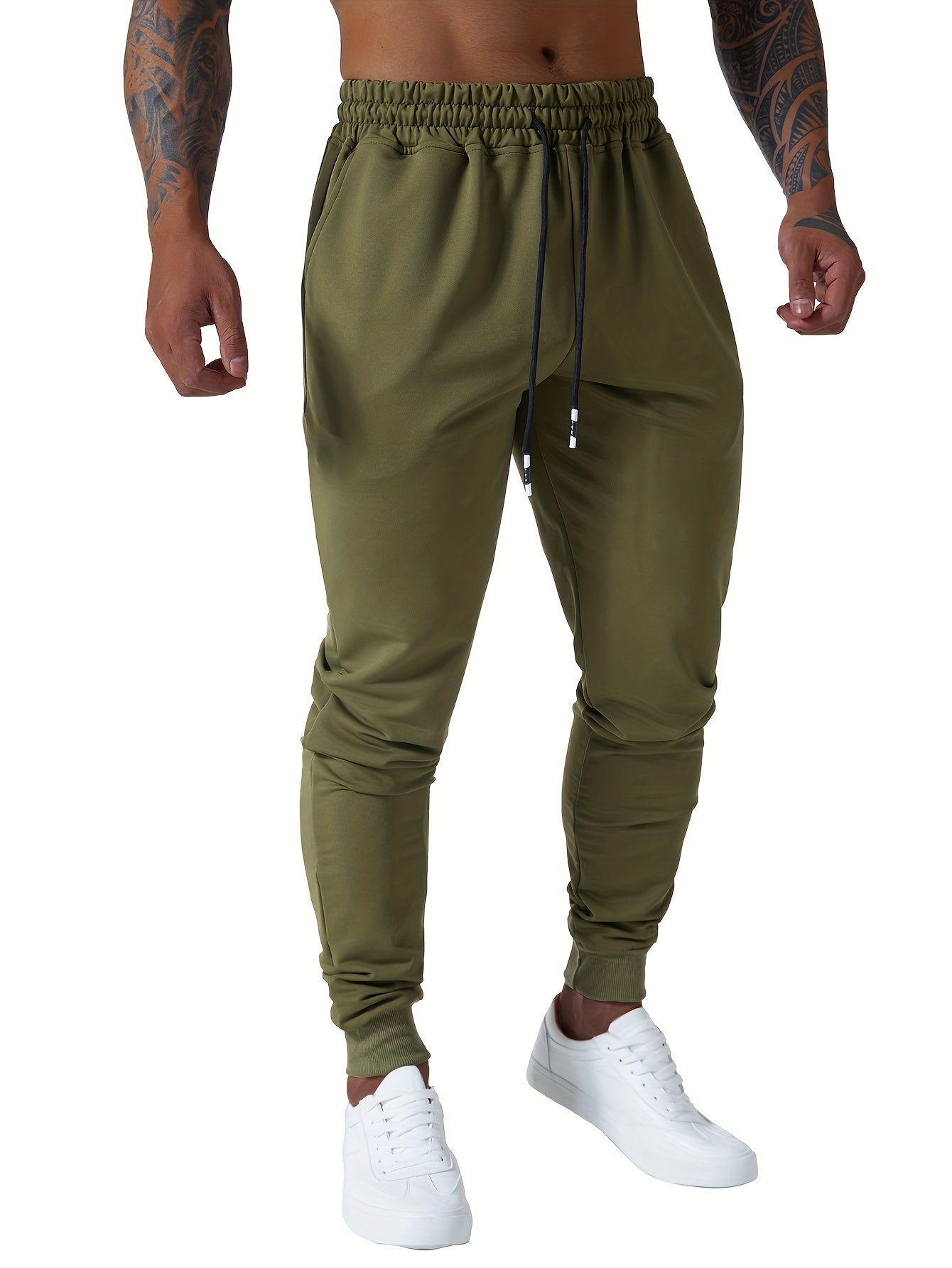 Men's Slim Joggers Workout Pants for Gym Running and Bodybuilding Athletic Bottom Sweatpants with Deep Pockets
