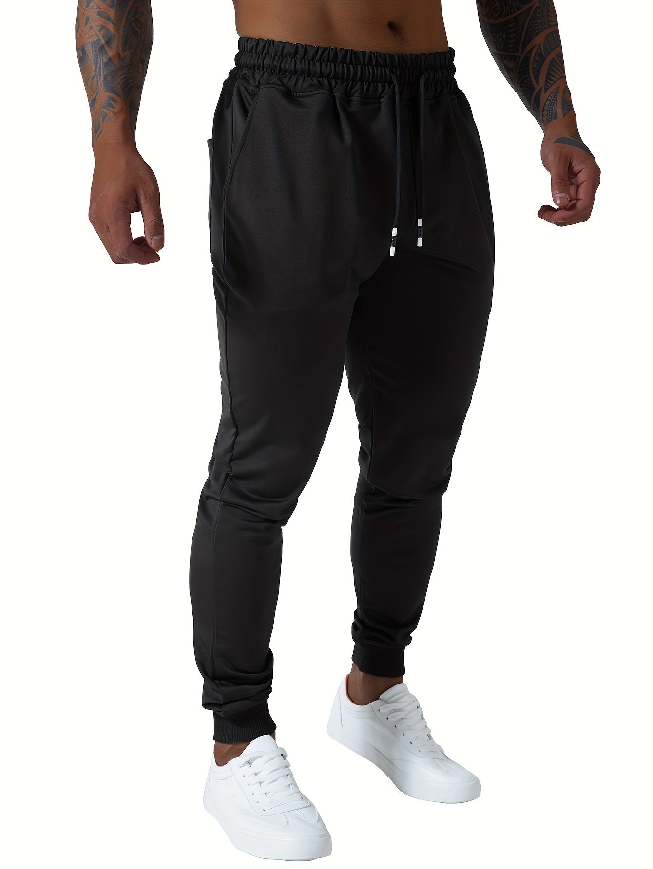 Men's Slim Joggers Workout Pants for Gym Running and Bodybuilding Athletic Bottom Sweatpants with Deep Pockets