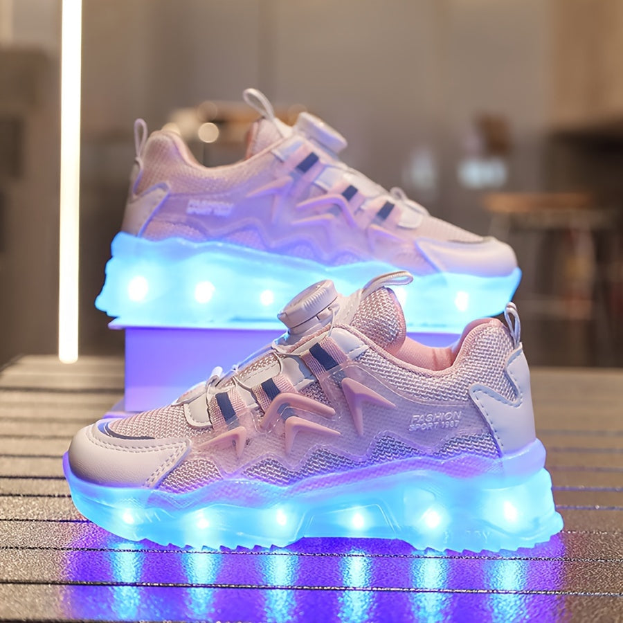 usb charging led bright light shoes colorful light shoes rotating button shoes Summer cartoon little child middle child Big child Boy Girl hollow mesh shoes Air sandals with lamp children's shoes casual shoes Sports shoes Daddy shoes